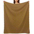 Golden Diamond Medallions Red Flowers Versatility Throw Blanket