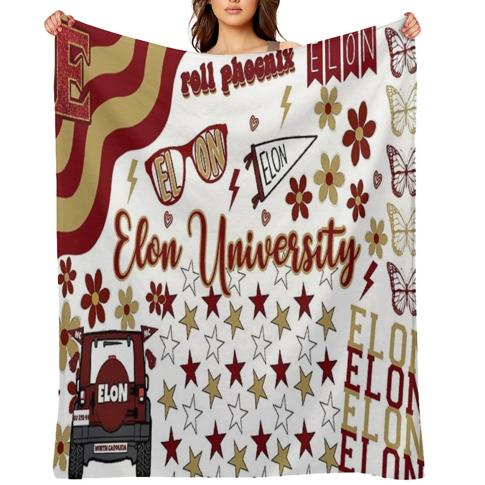 Elon Collage Quick-dry Throw Blanket
