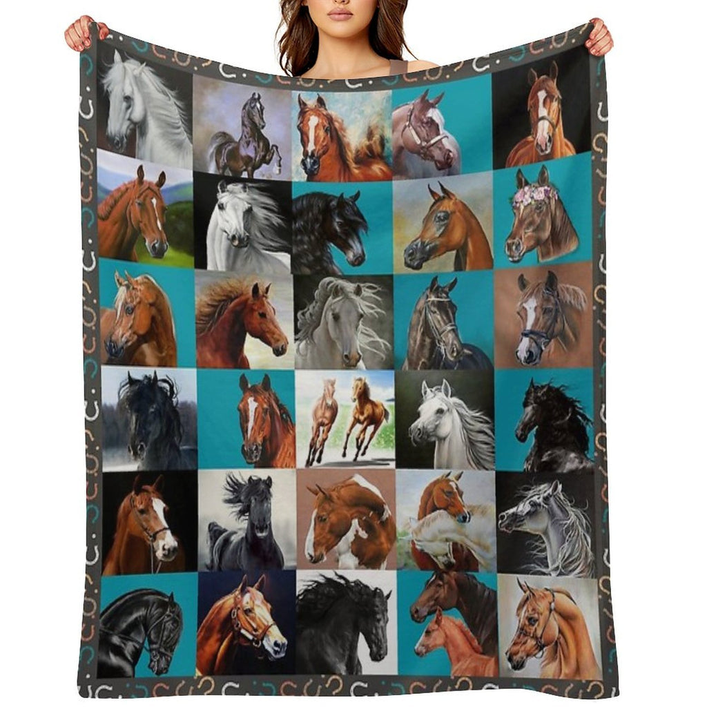 Horse Blanket Plush Throw Blanket