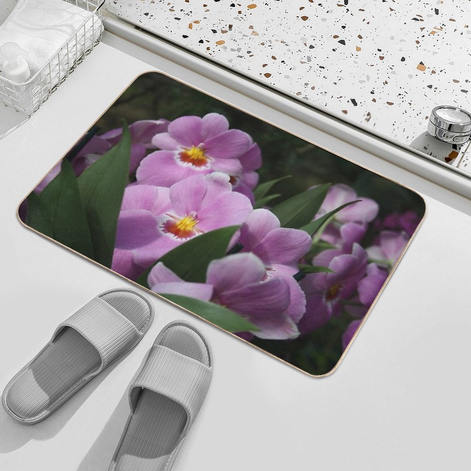 Tropical Flowers Orchids  Odorless Bath Mat
