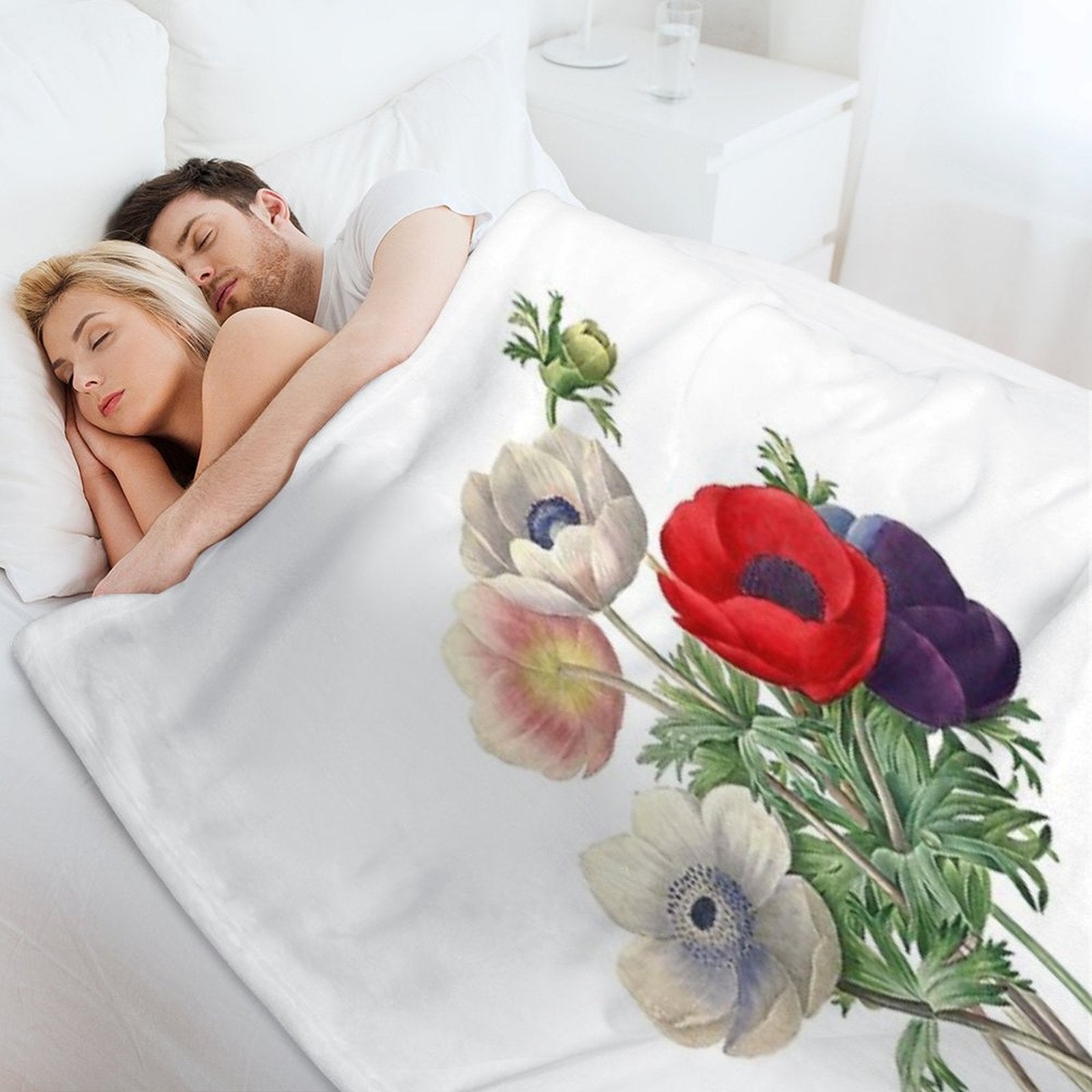 Anemone Illustration Sustainable Throw Blanket