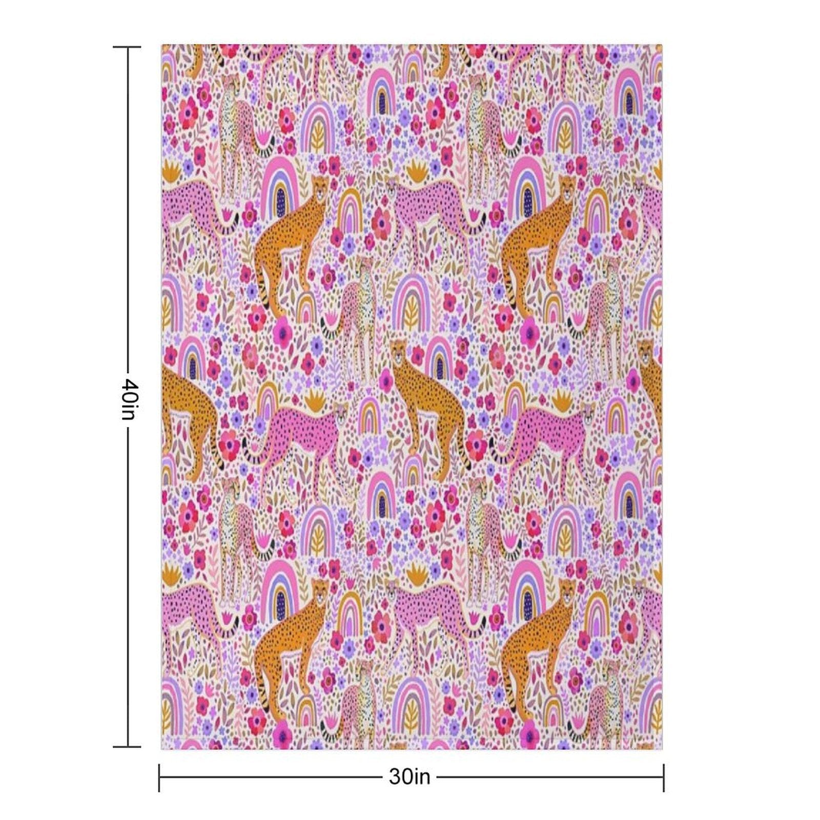 Cheetah’s in A Rainbow Garden Plush Throw Blanket