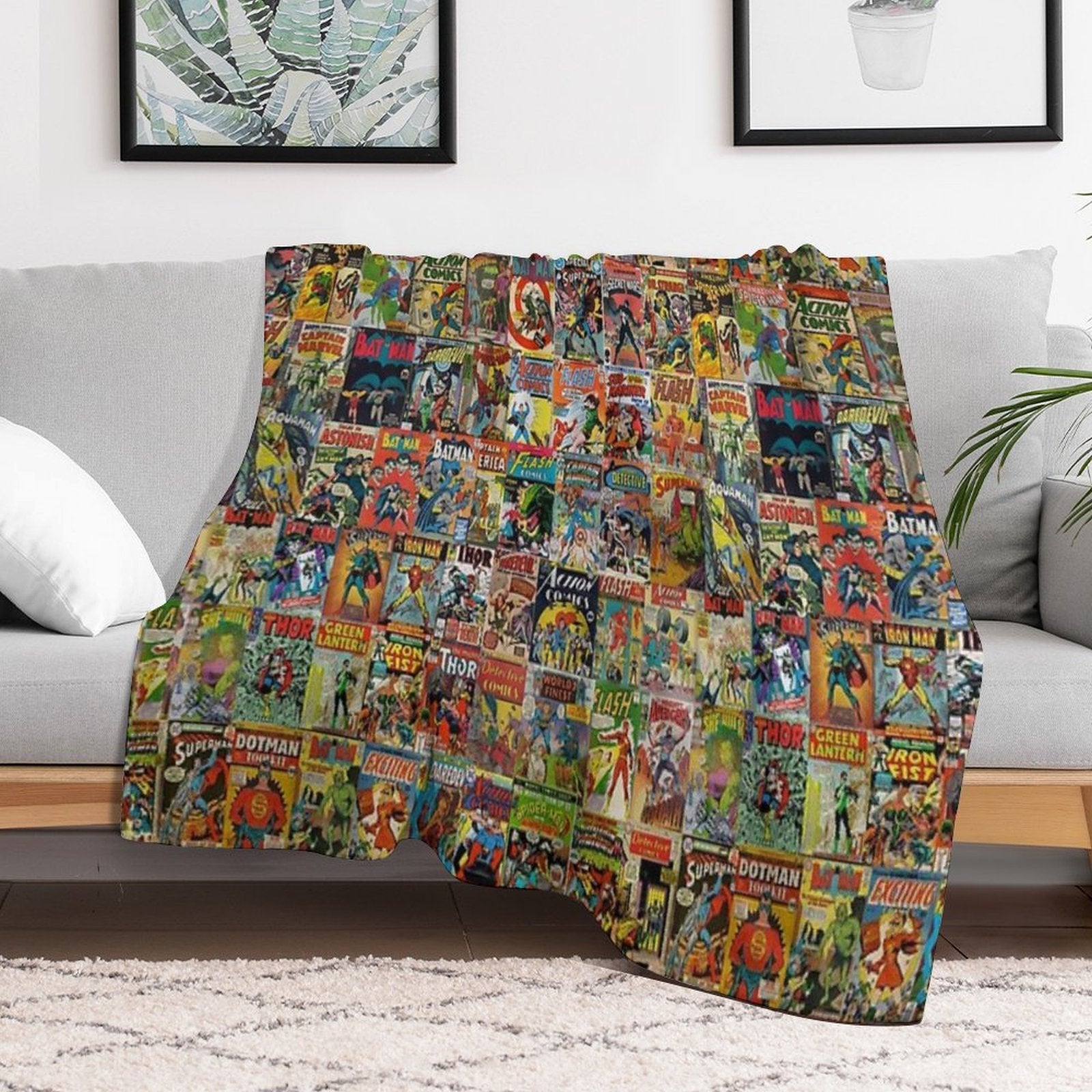 Vintage Comic Book Pattern Velvety-soft Throw Blanket