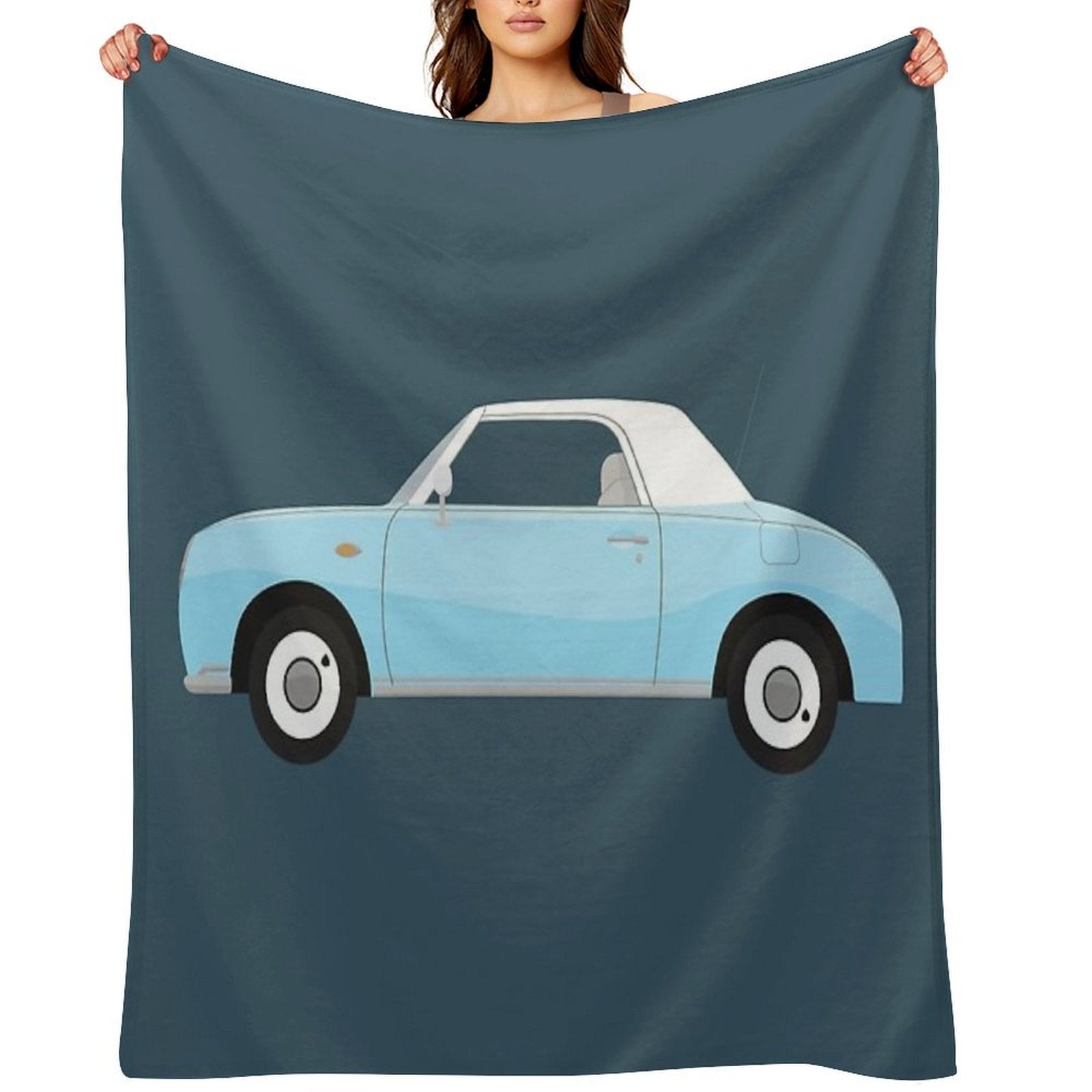 Pale Aqua Nissan Figaro Plush Throw Blanket