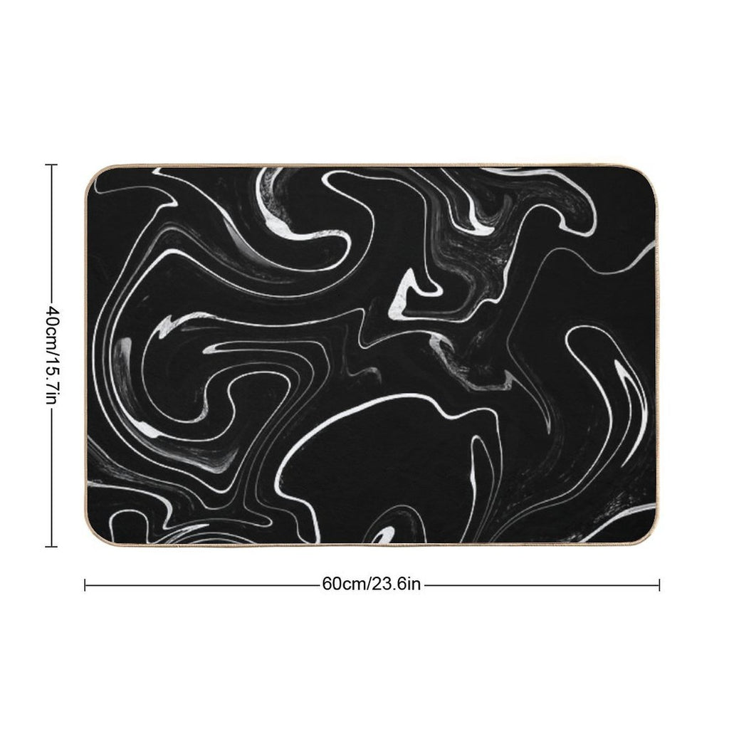Marble Liquid Black Texture  Non-Slip Bath Mat