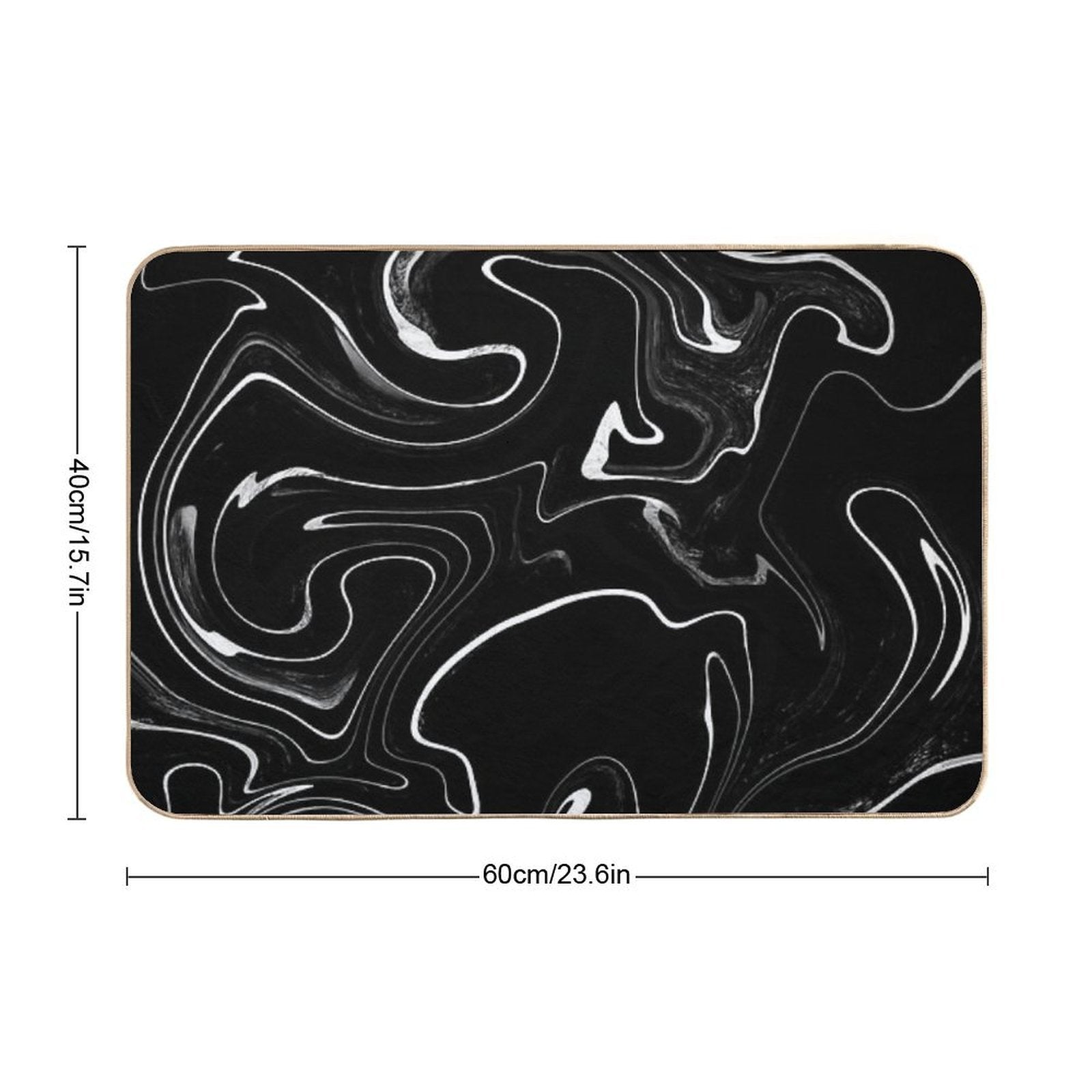 Marble Liquid Black Texture  Non-Slip Bath Mat
