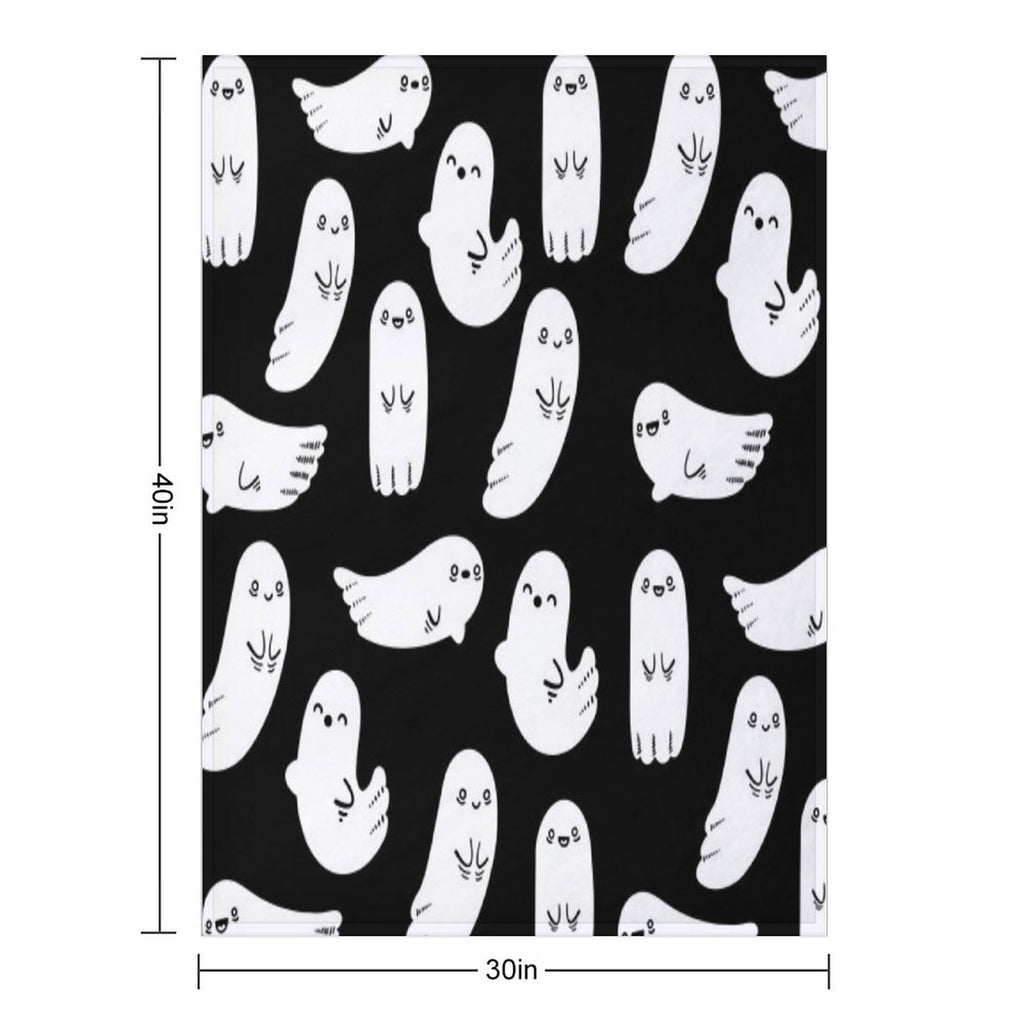 Cute And Spooky Black And White Ghosts Eco-conscious Throw Blanket