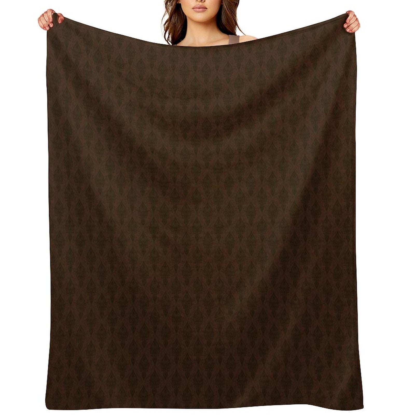 Rust - Antique Repeating Pattern Easy Care Throw Blanket