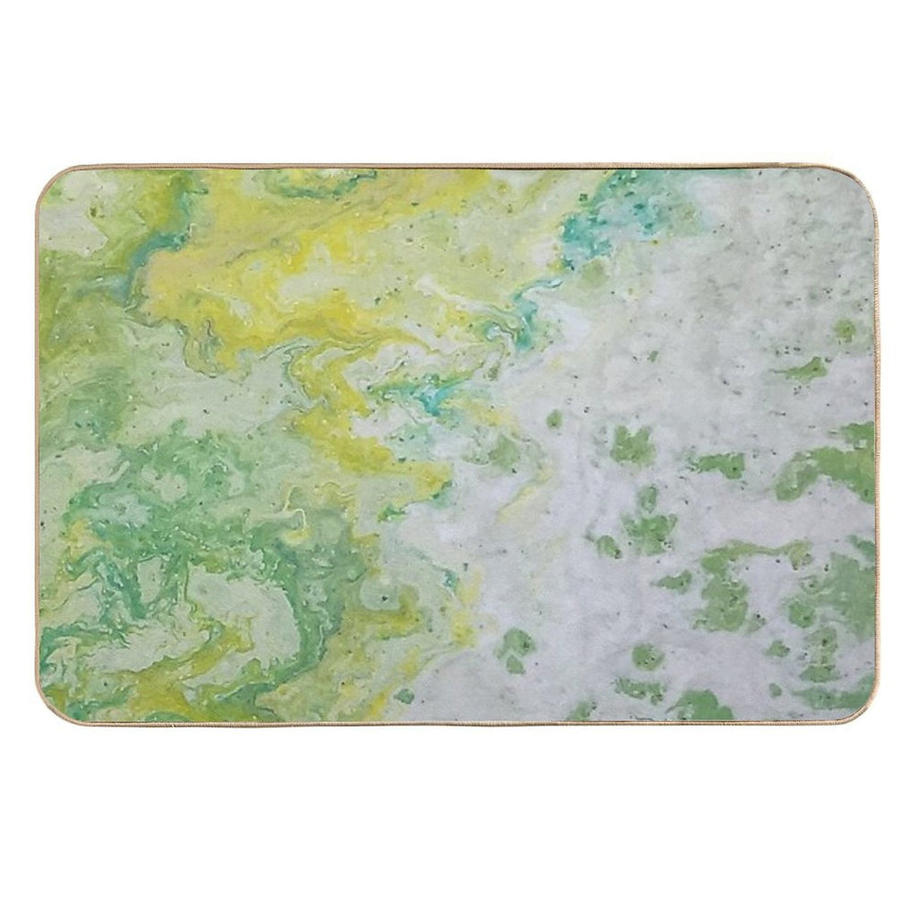 Lime Green Yellow Acrylic Abstract  Rapid-Drying Bath Mat