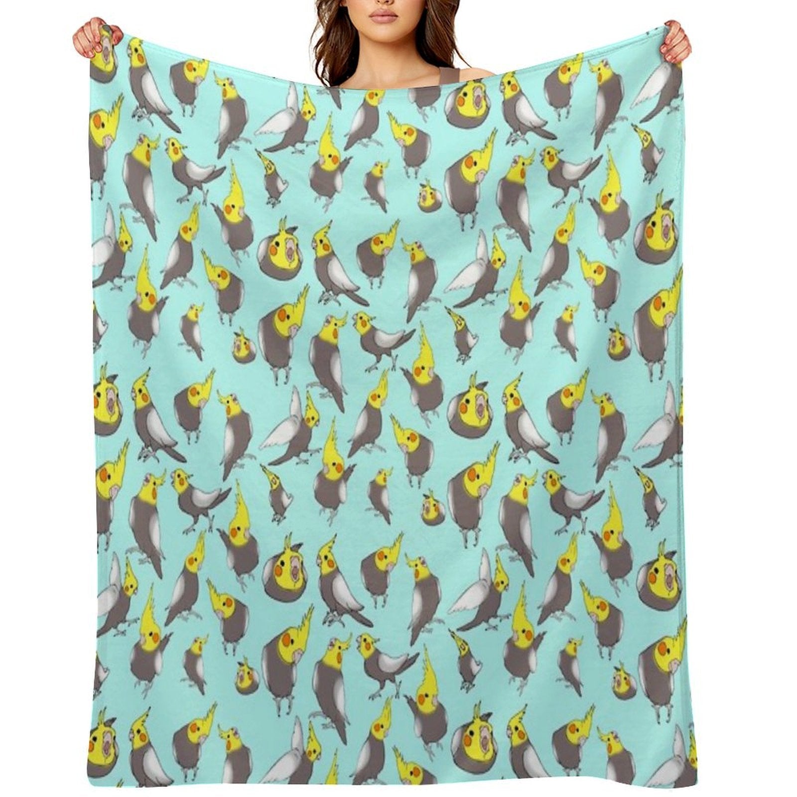 Cockatiel Doodle Pattern Lightweight Throw Blanket