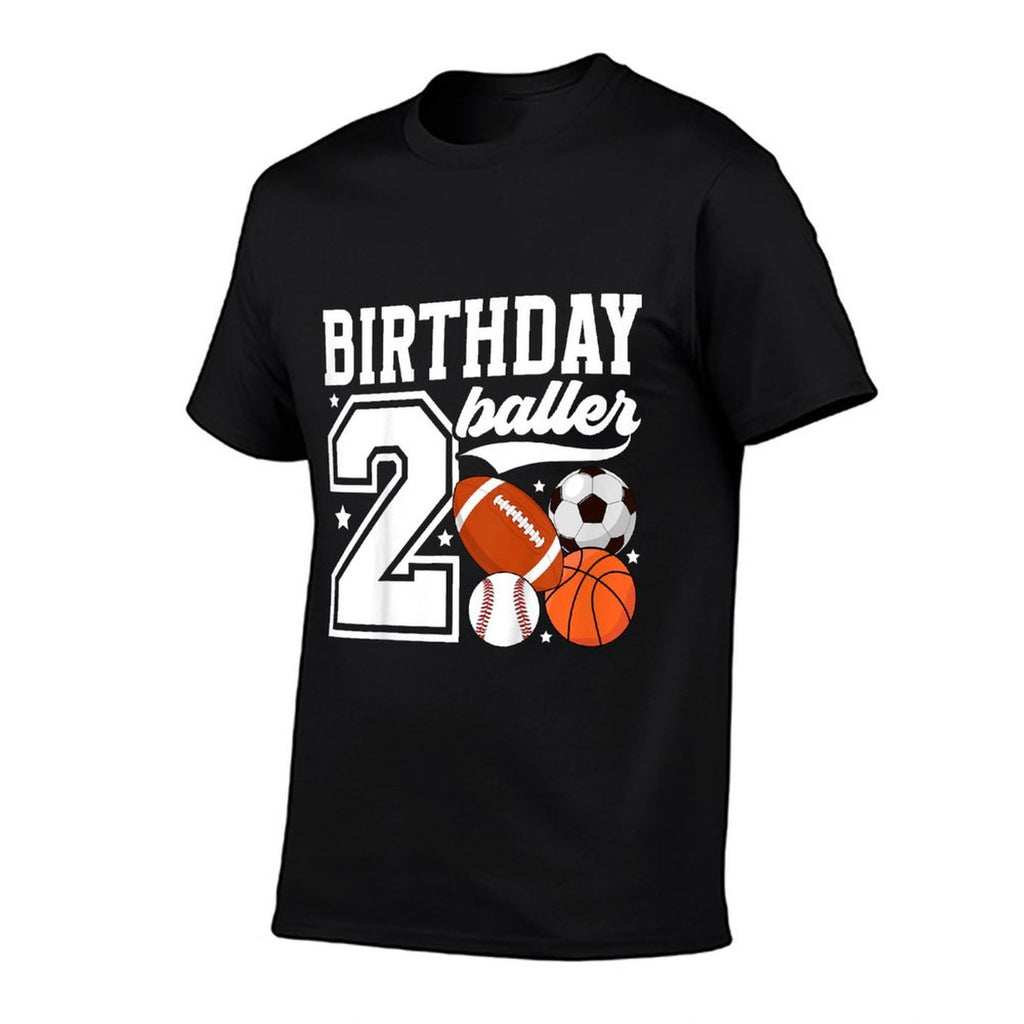 Kids 2nd Birthday Sports Birthday Party Two Year Old Boy  Ribbed Collar T-Shirt