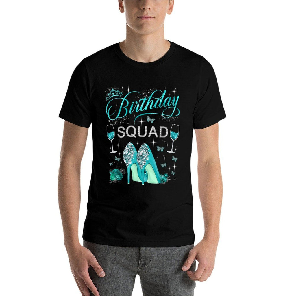 Birthday Squad Diva Squad High Heels Butterflies Women Girls  Fade-proof Color T-Shirt