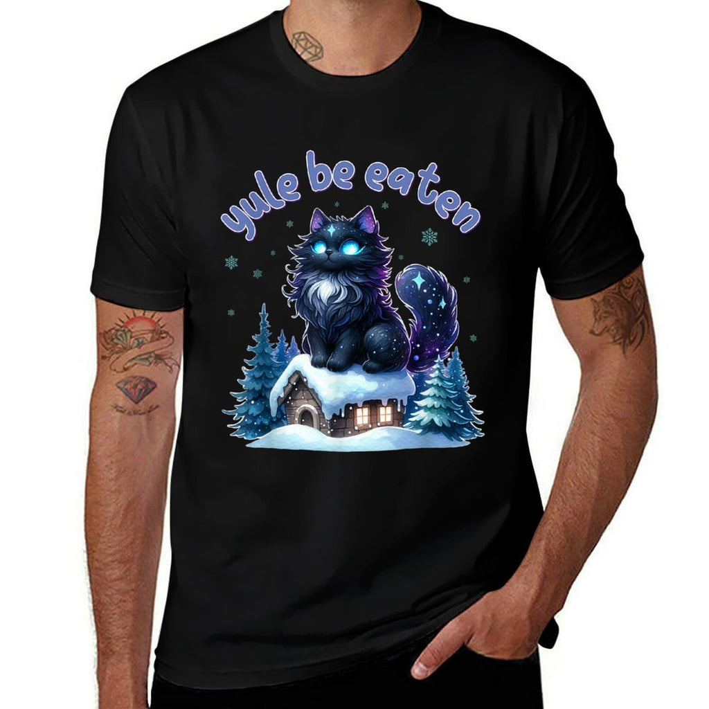 Yule Be Eaten Yule Cat Jolakotturinn Icelandic Christmas Men Women Kids  Polyester Blend T-Shirt