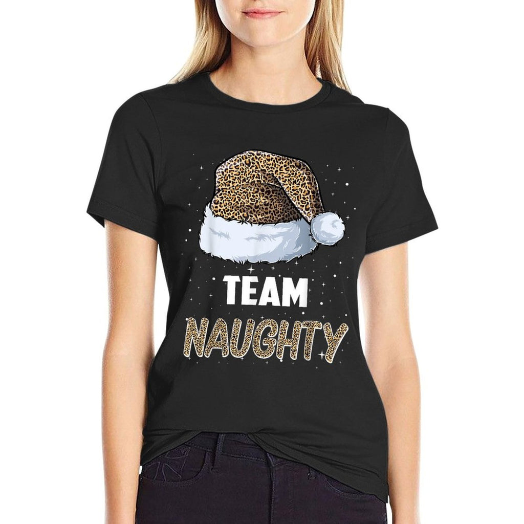 Team Naughty Santa Leopard Hat Pajamas Family Xmas Men Women  Odor-resistant T-Shirt