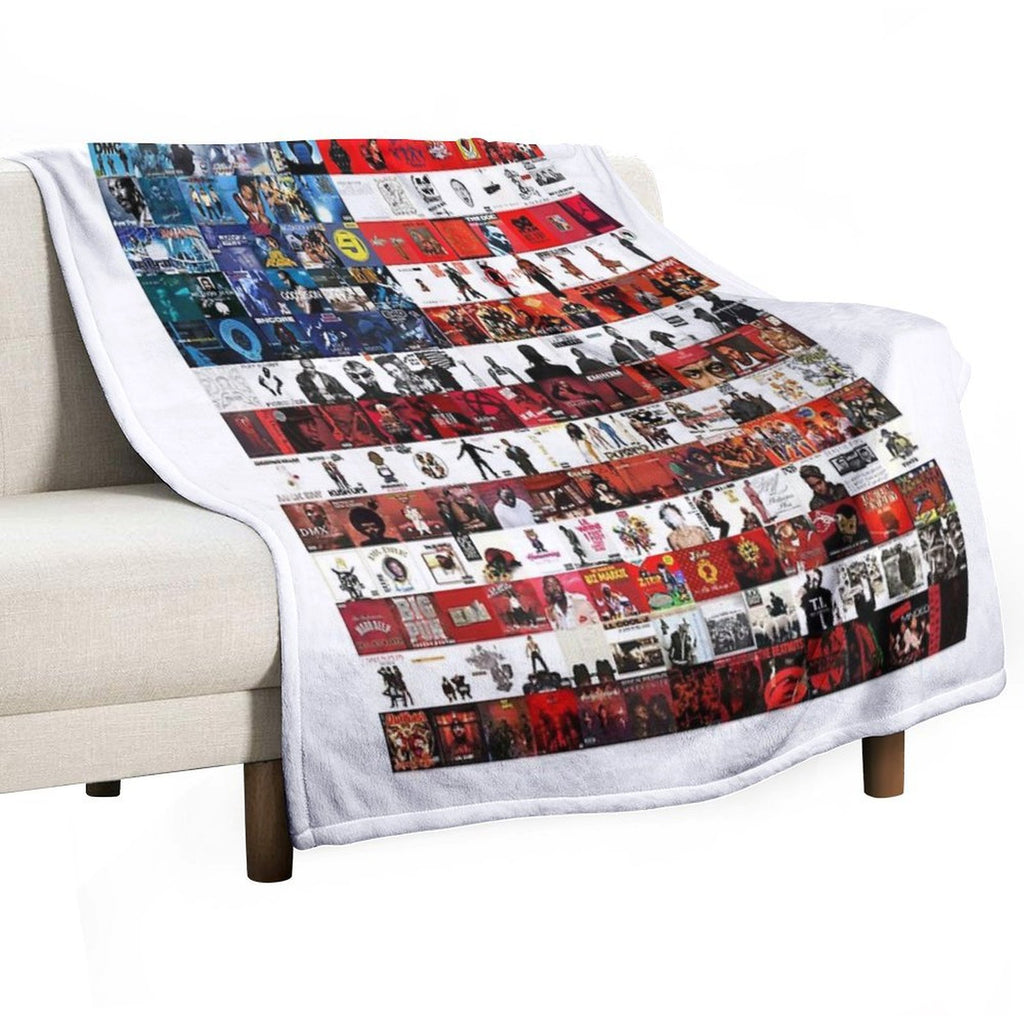 Hip Hop Album Cover Collage Flag Premium Throw Blanket