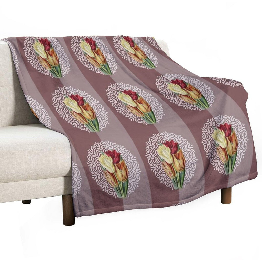 Vintage Flowers And Mandala Plush Throw Blanket