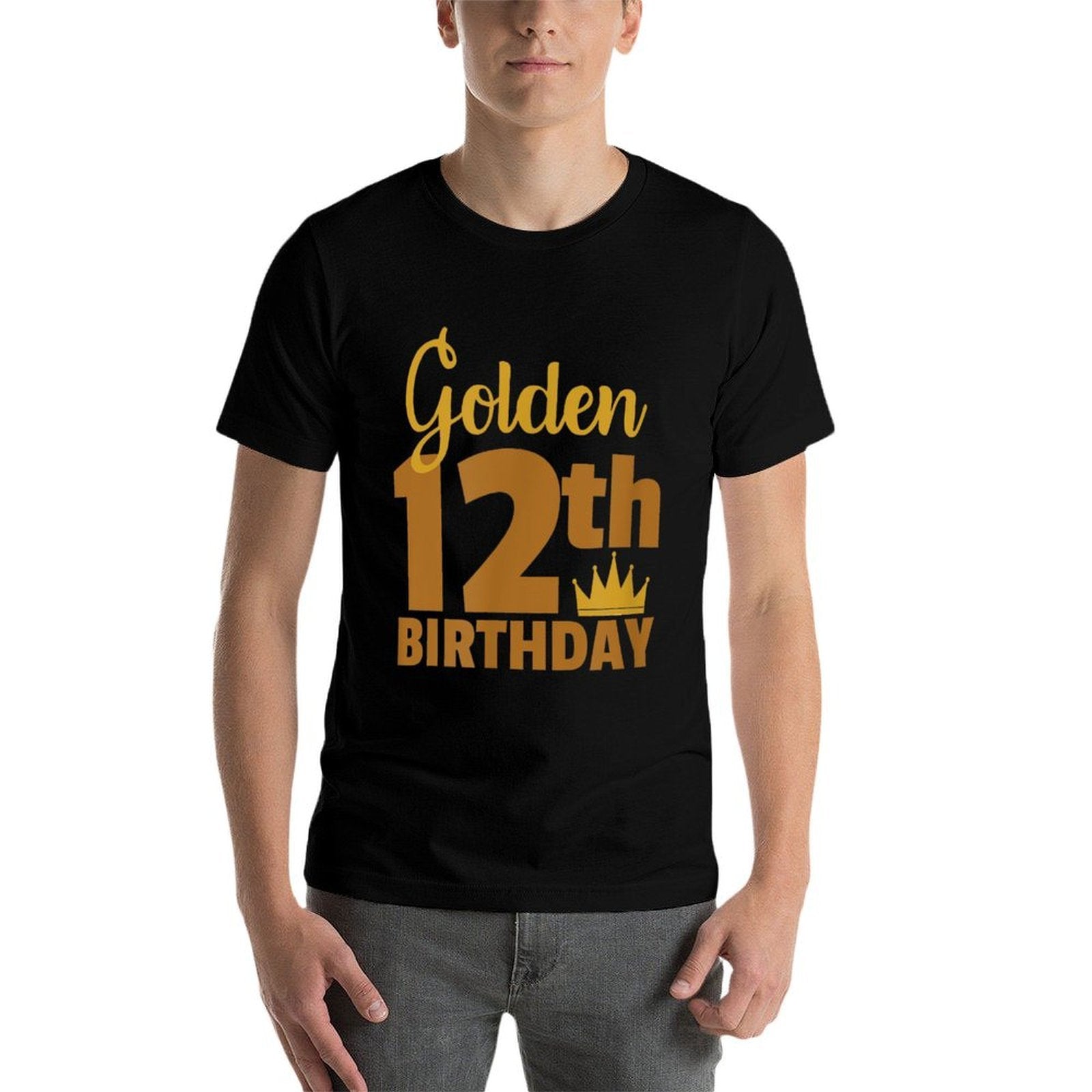 Golden 12th Birthday Twelve Year Old Special Occasion  Summer-ready Fabric T-Shirt