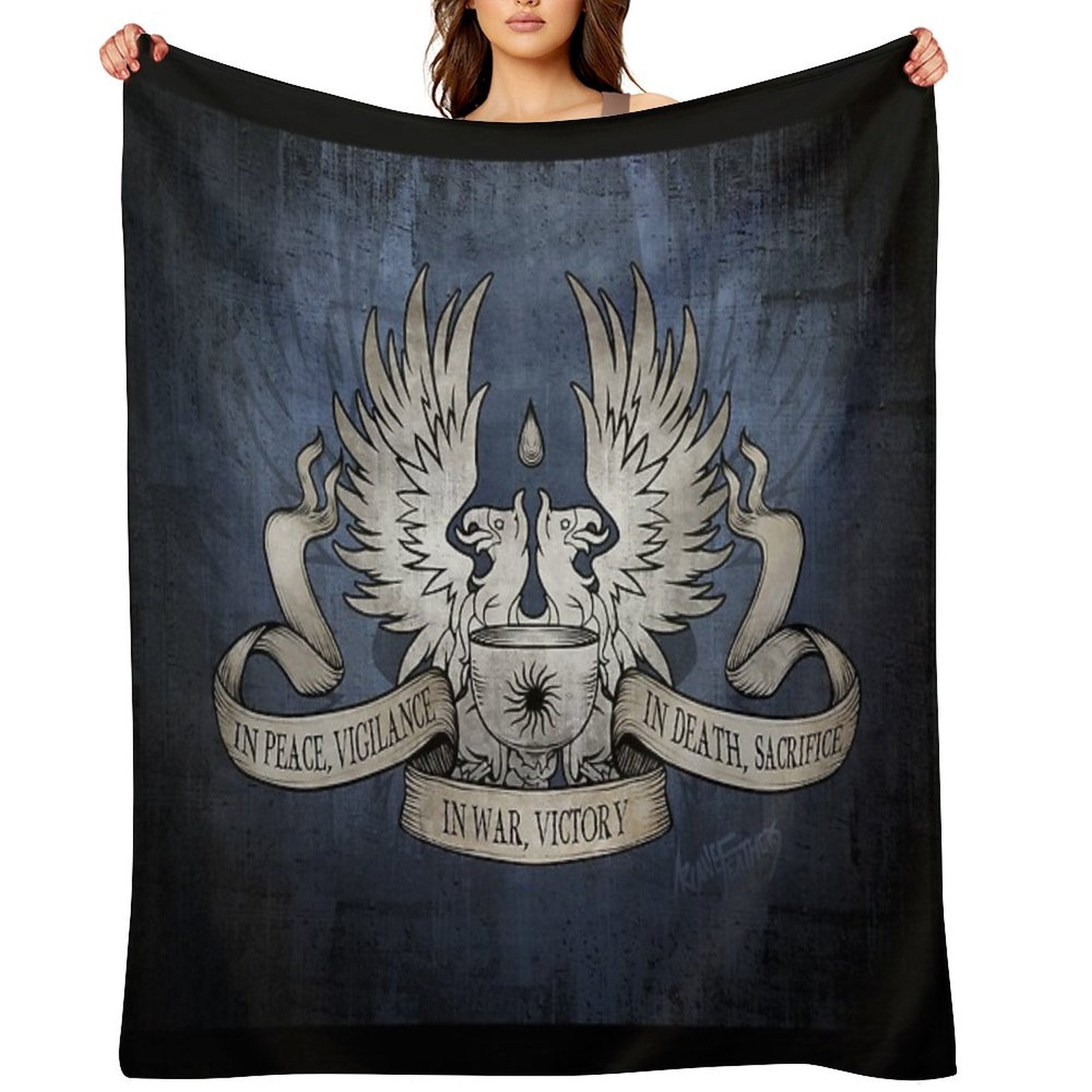Dragon Age Grey Warden Motto Compact Throw Blanket
