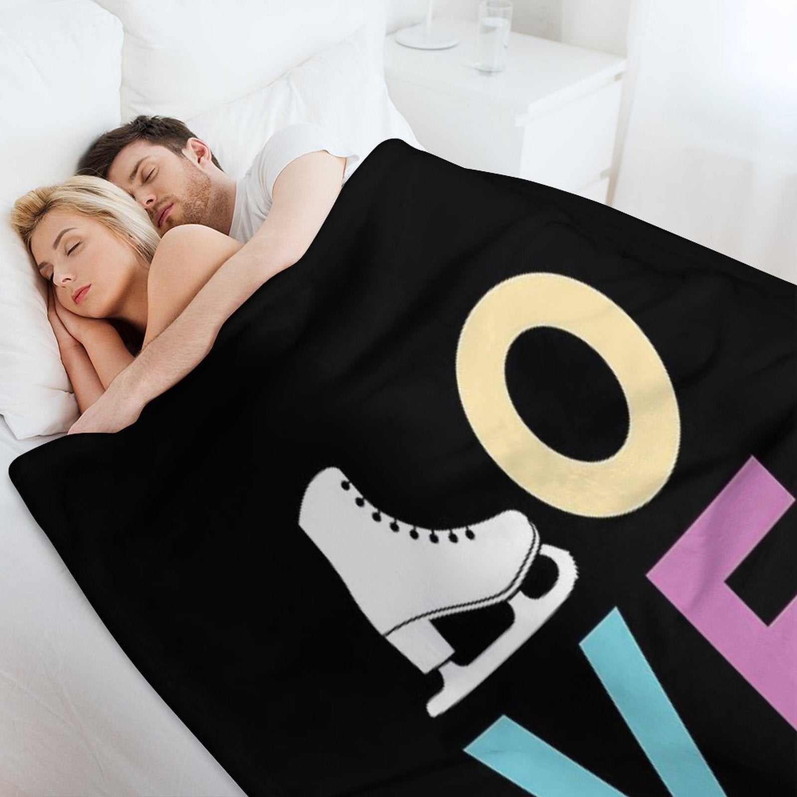 Cute Figure Skating Gift - LOVE And A Figure Skate Eco-conscious Throw Blanket