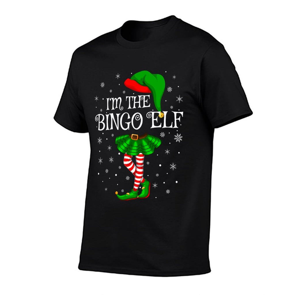 Family Matching Women Girls Im The Bingo Elf Christmas  Ribbed Collar T-Shirt