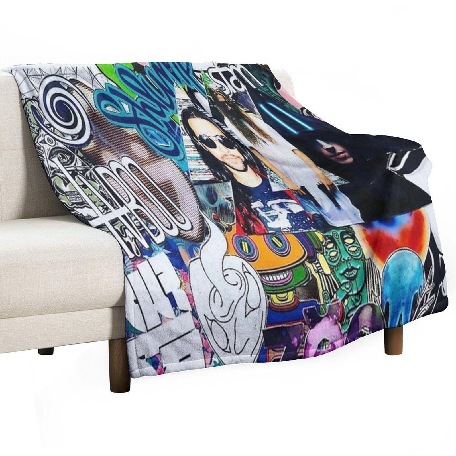 Wakaan Collage Art Plush Throw Blanket