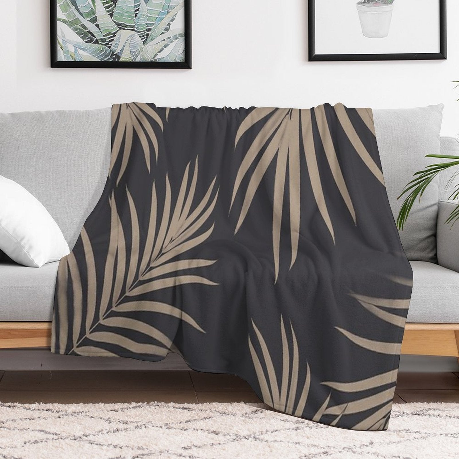 Palm Leaves Pattern Sepia Vibes #2 #tropical #decor #art Plush Throw Blanket