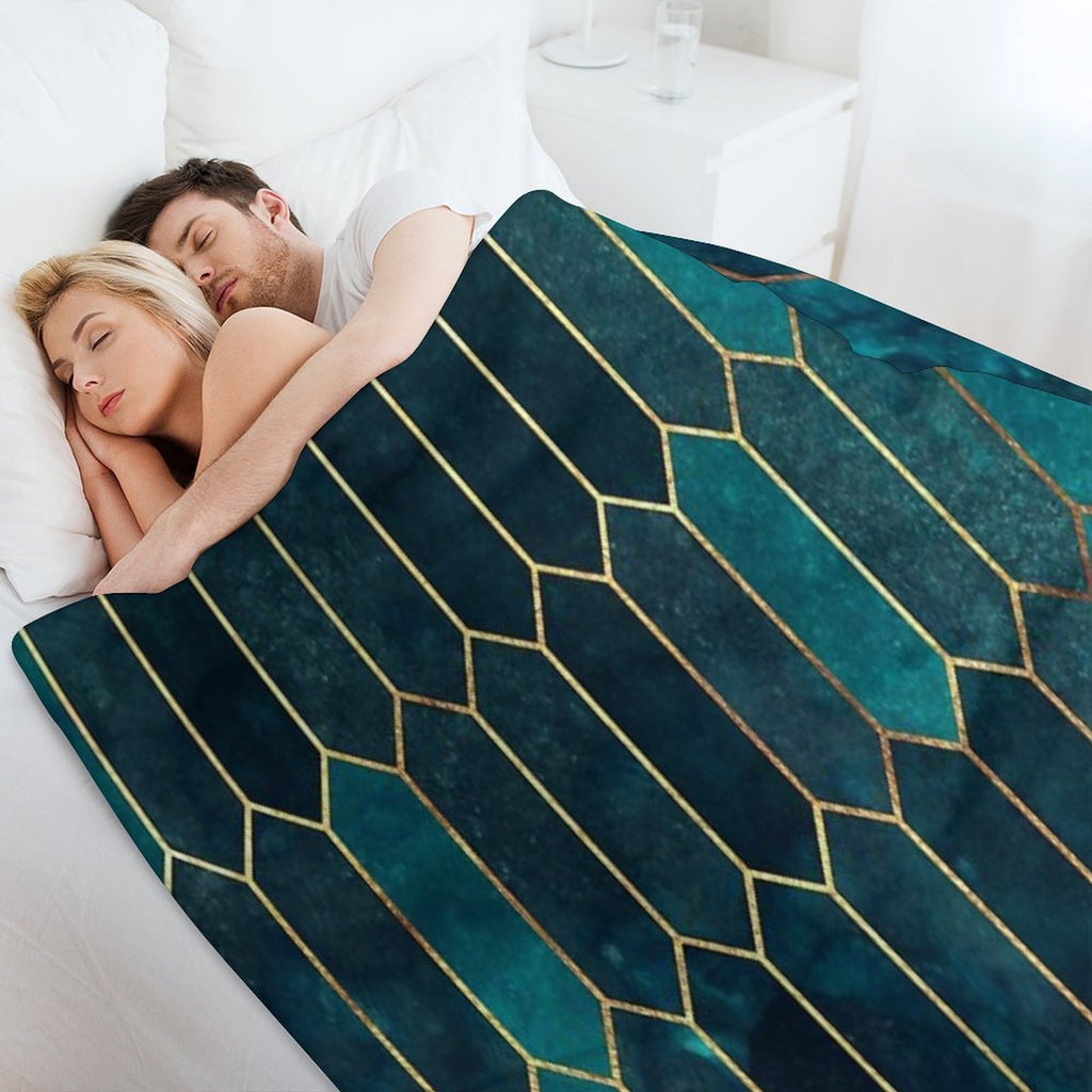 Deep Teal And Blue Gold  Pattern Versatility Throw Blanket