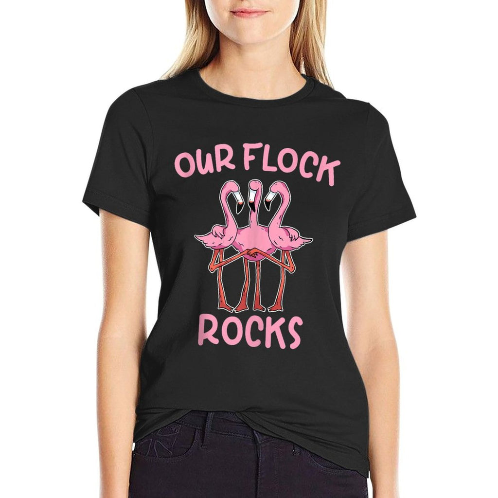 Our Flock Rocks Flamingo Matching Family Vacation Group Comfortable T-Shirt