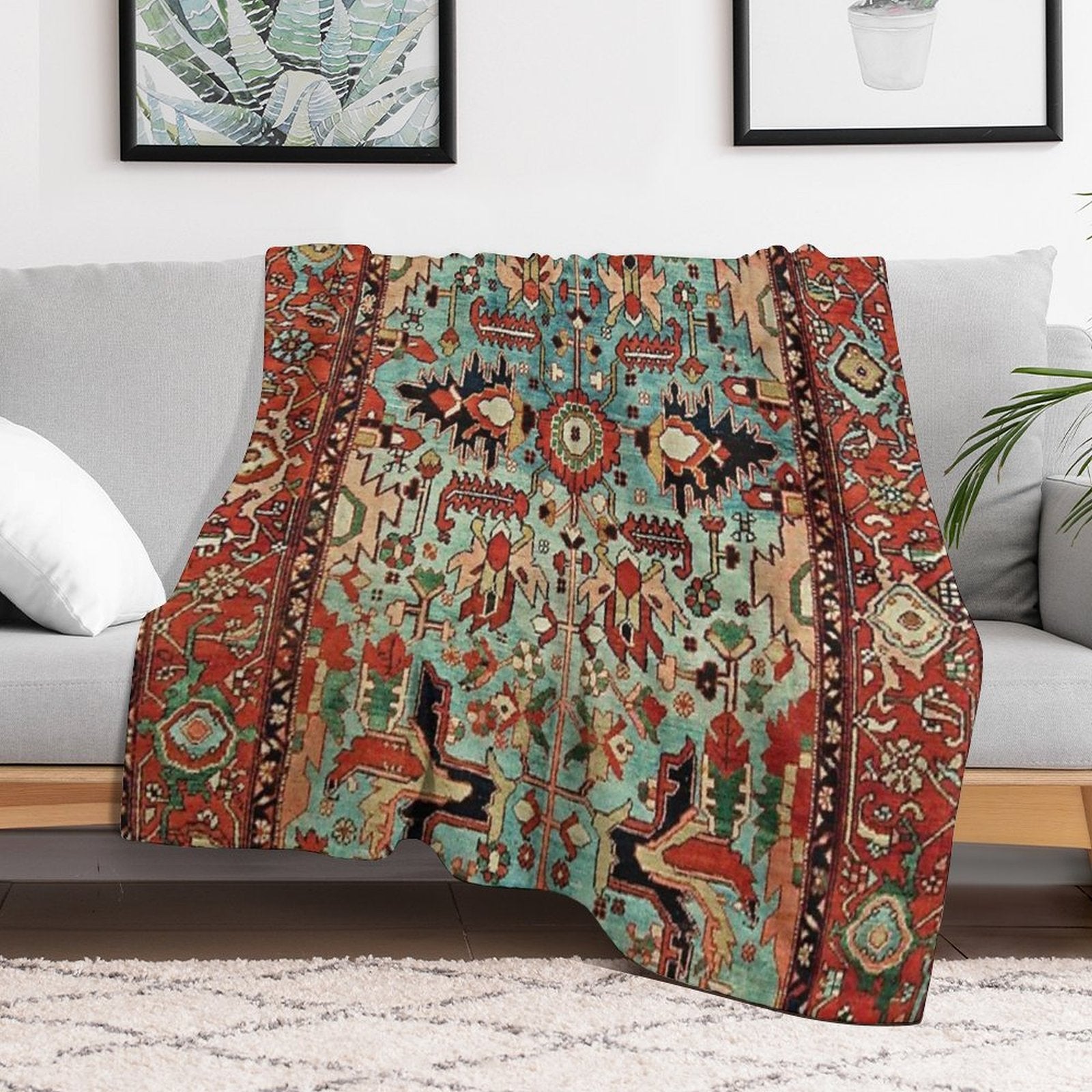 Antique Heriz Persian Carpet Print Lightweight Throw Blanket