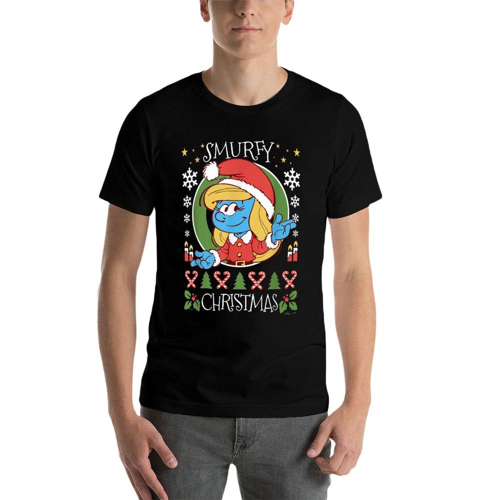 The Smurfs Christmas Smurfy Christmas Smurfette Chest Logo  Versatile T-Shirt
