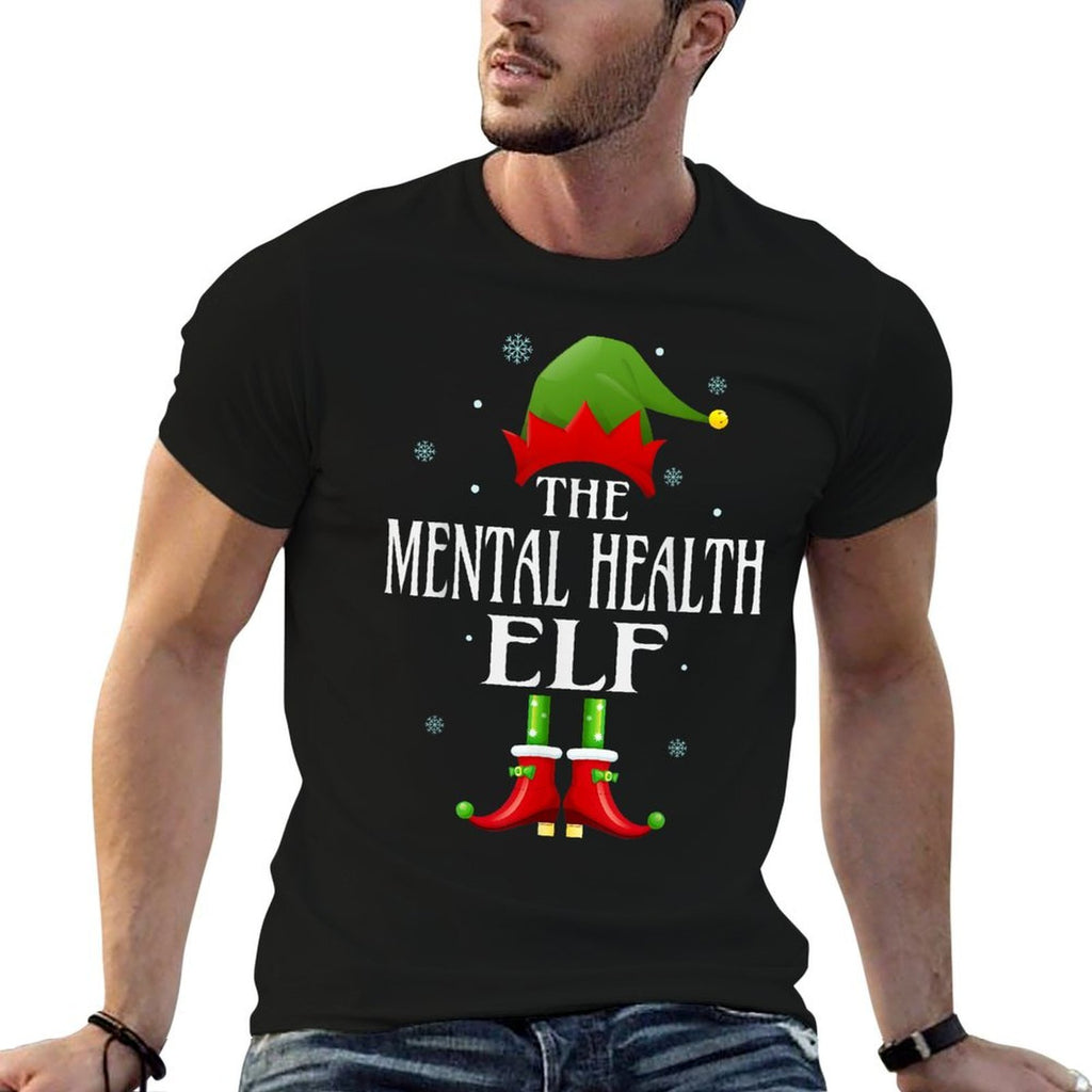 Mental Health Elf Xmas Funny Family Matching Christmas  Stretchy T-Shirt
