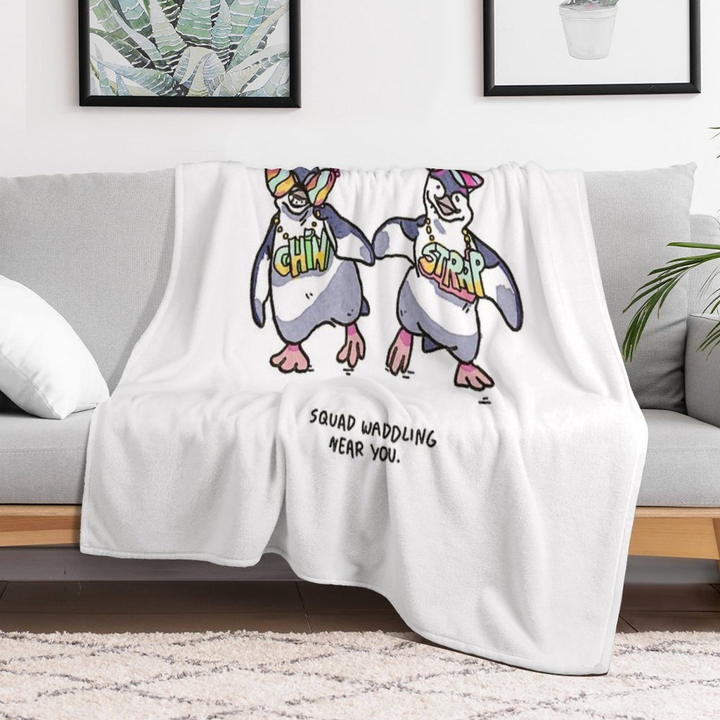 Chin N Strap Penguin Waddles Machine-washable Throw Blanket