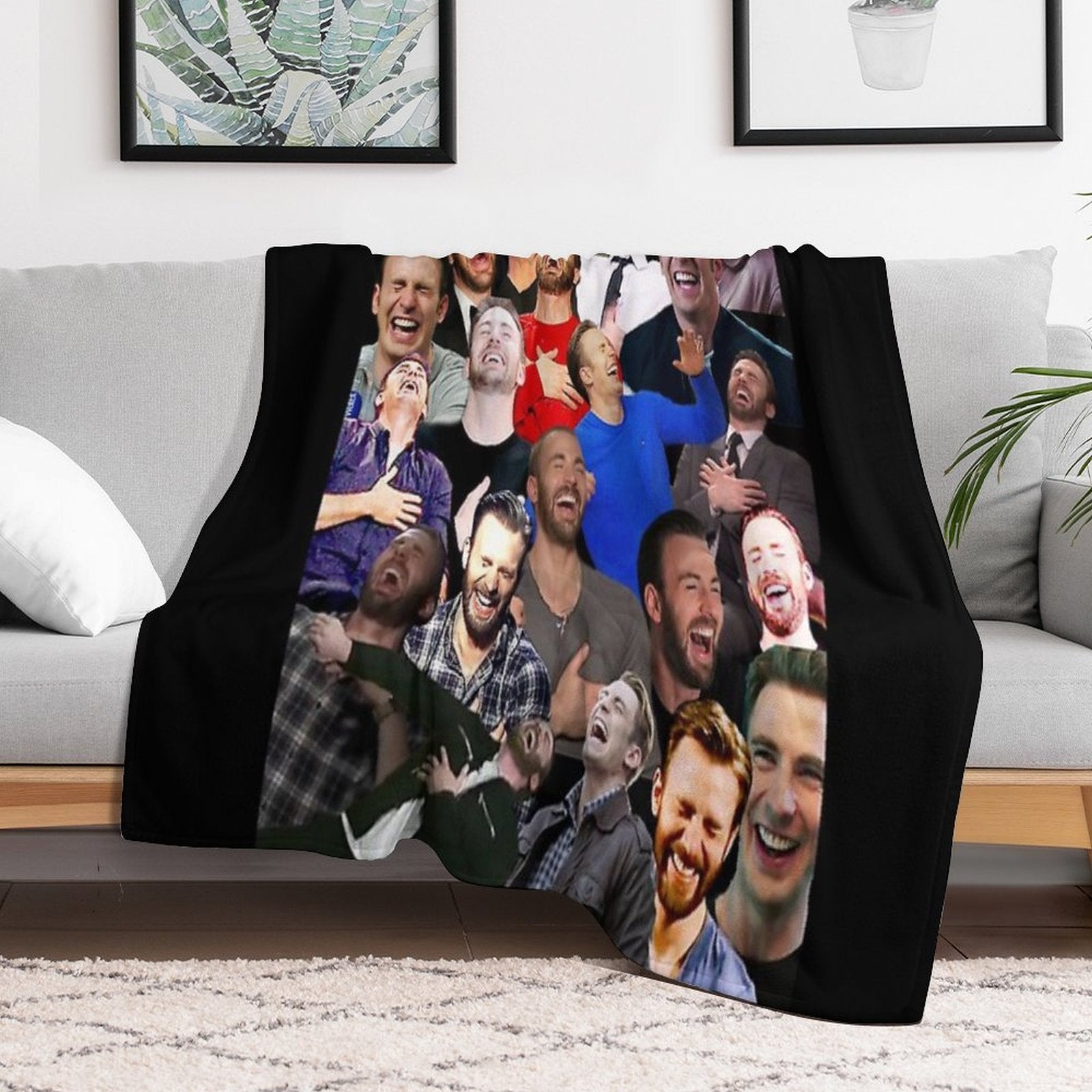 Chris Evans Laughing Shrink-resistant Throw Blanket