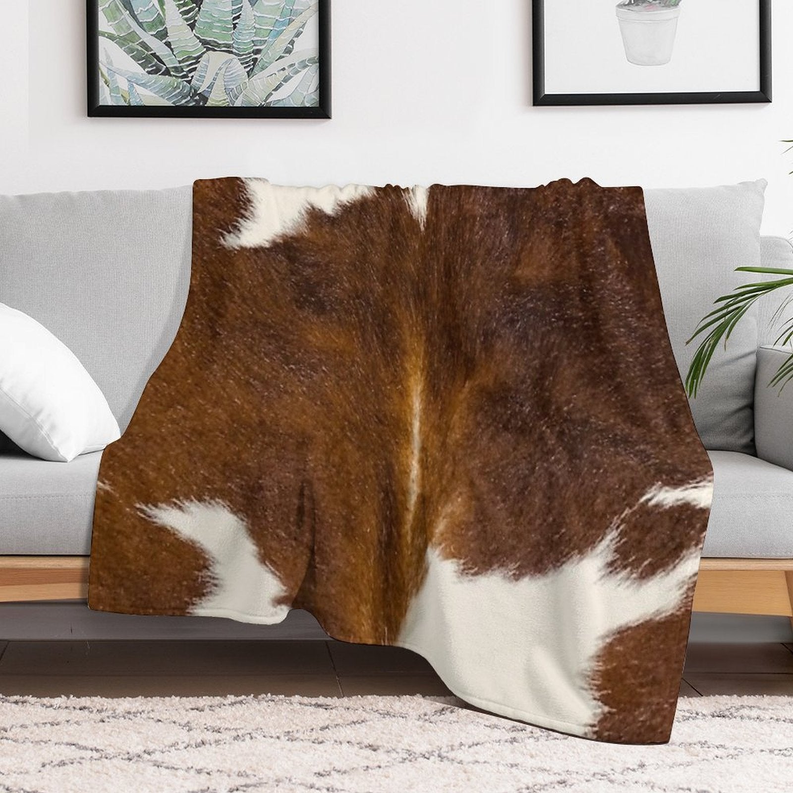 Cow Print - Faux Smooth Print Quick-dry Throw Blanket