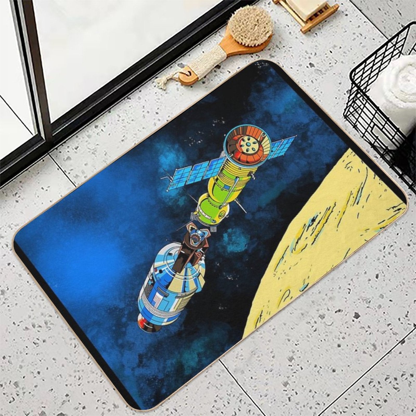 Space Mission Retro Pinball  Rapid-Drying Bath Mat