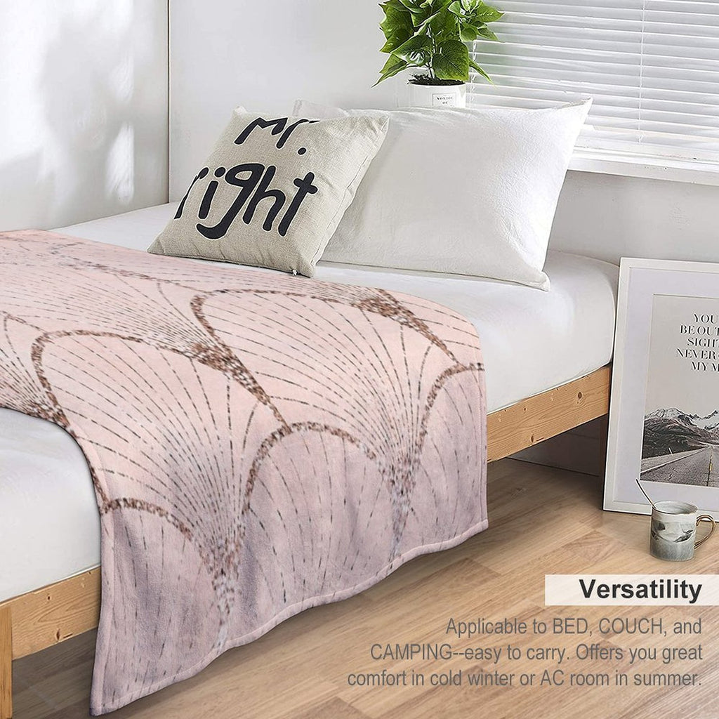 Art Deco Elegance - Rose Gold Glitter Fan Machine-washable Throw Blanket