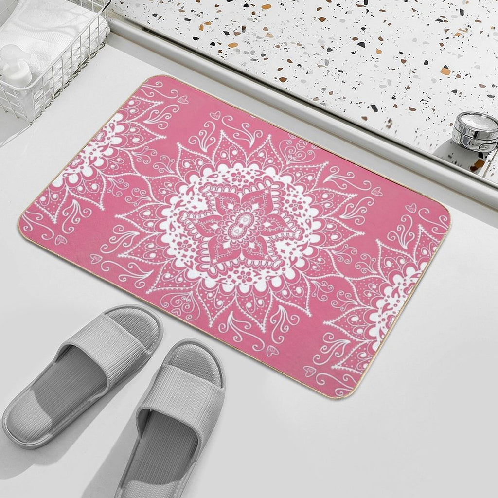 Mandala Hot Pink Durable Bath Mat