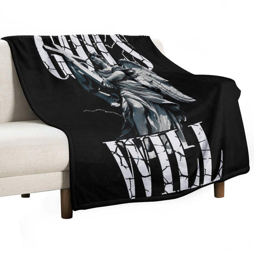 Angel with Cross, God’s Will Cracked Typography Design All-season Throw Blanket
