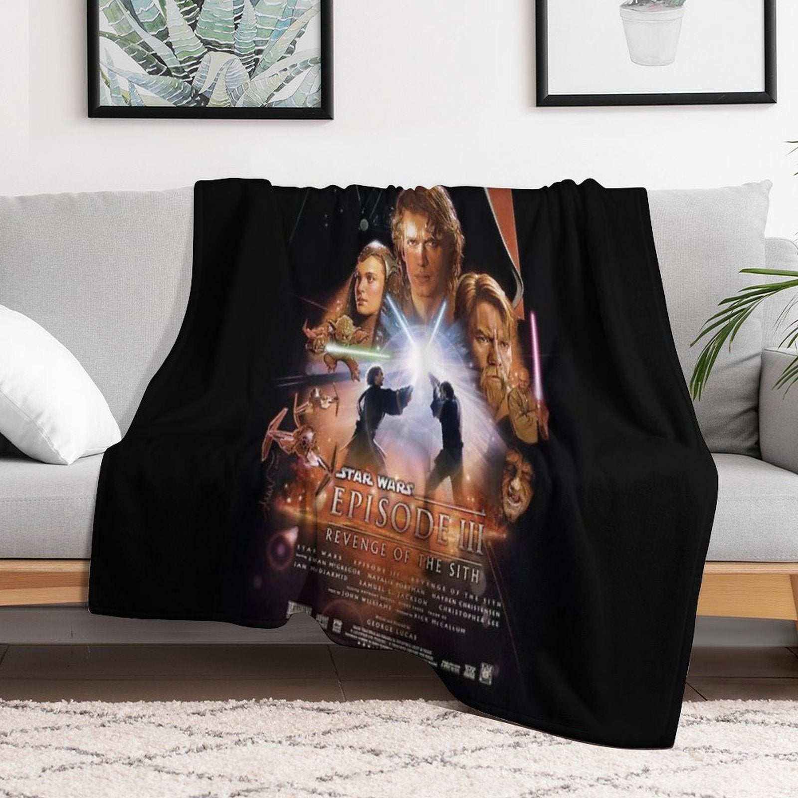 The Vintage Movies Episode III Poster Plush Throw Blanket