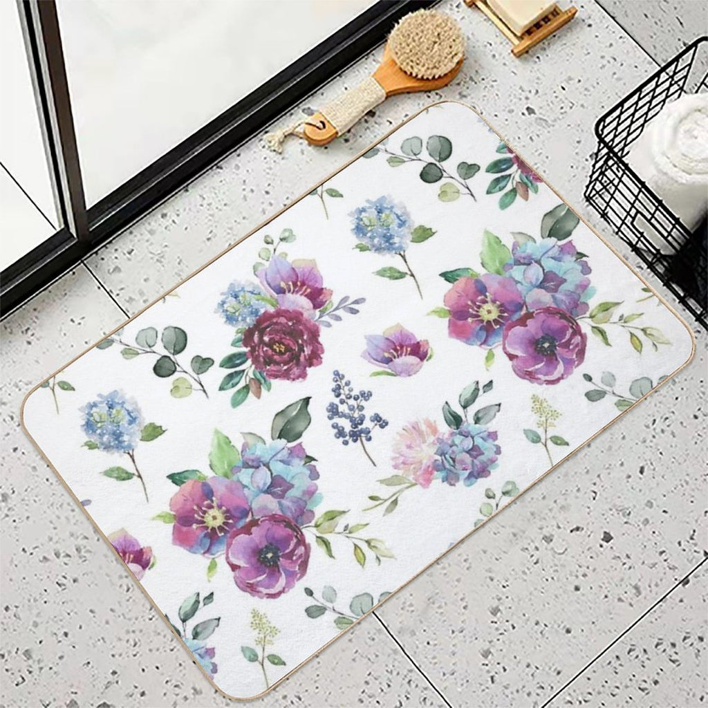 Blue Floral Print  Absorbent Bath Mat