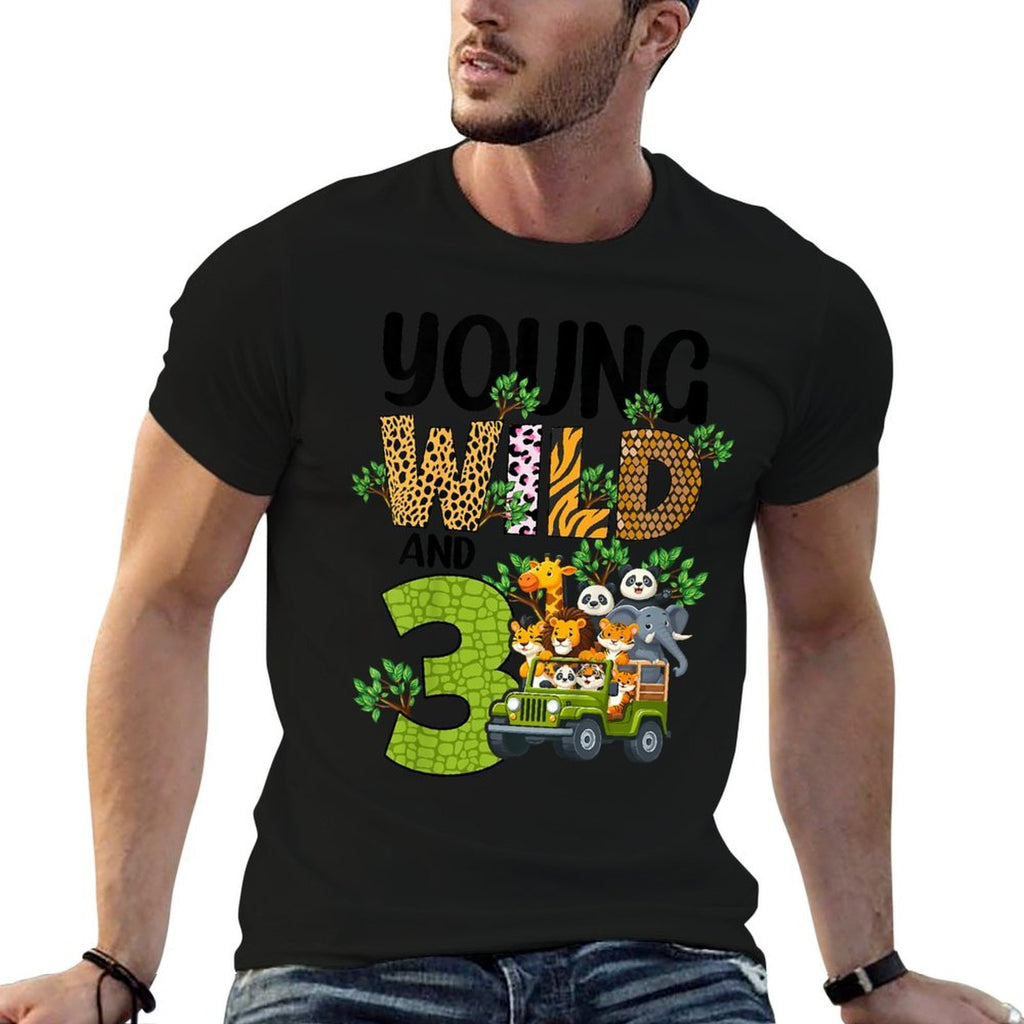 Kids Young Wild And Three Safari Animals Jungle Birthday Party To  Classic T-Shirt