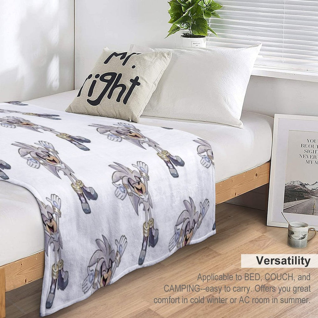 Silver Excited Plush Throw Blanket