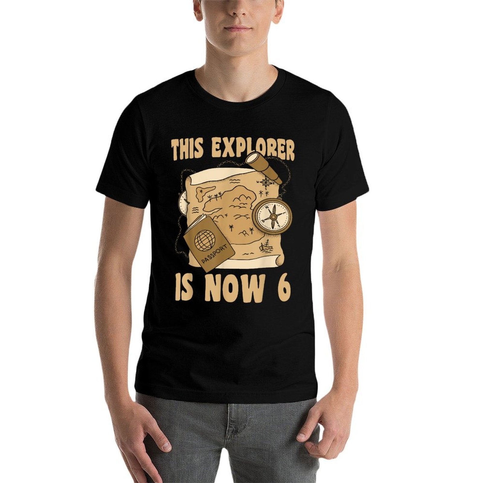 Happy 6 Birthday 6 Year Old Explore Explorer 6th Birthday  Wrinkle-resistant T-Shirt