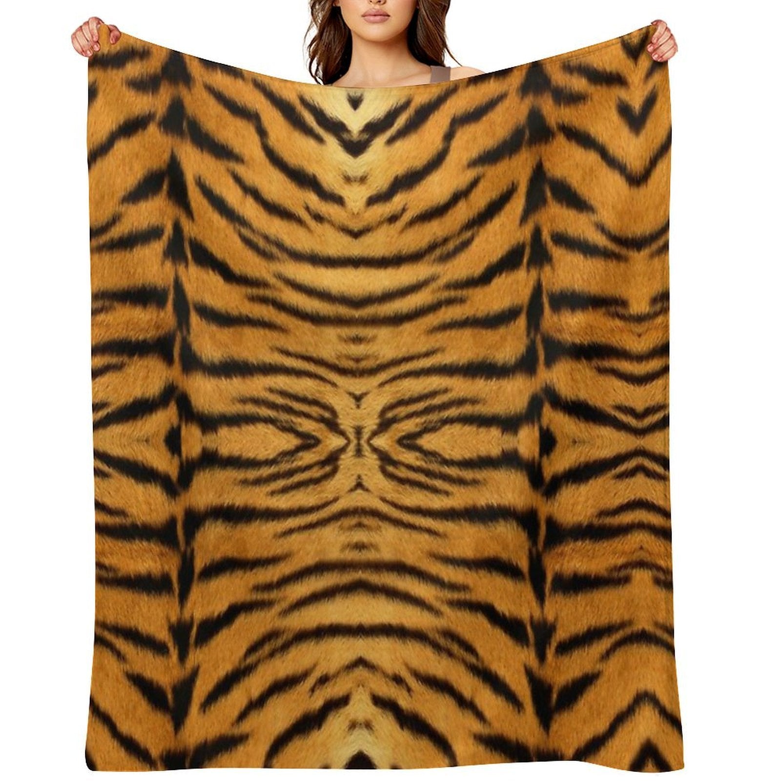 Real Tiger Pattern All-season Throw Blanket