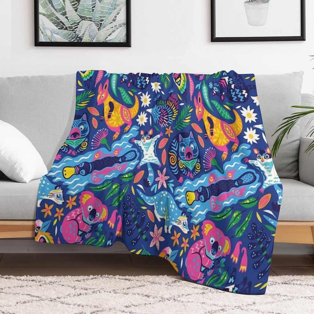 Decorative Australian Animals Velvety-soft Throw Blanket