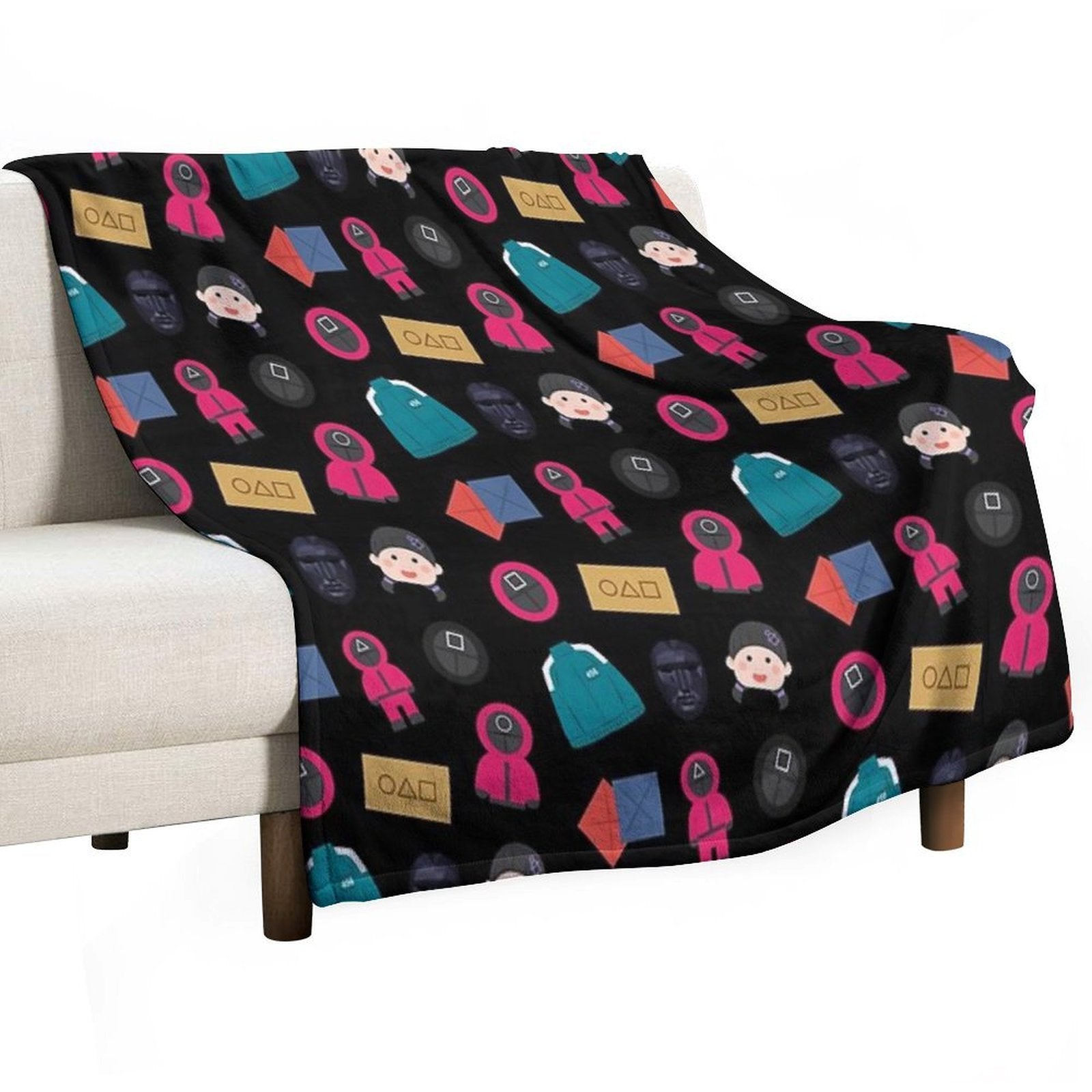 Player 456, Invitation Card, Pink Guard, Frontman, Ddakji, Young Hee Pack Squid Game Netflix Multi-functional Throw Blanket