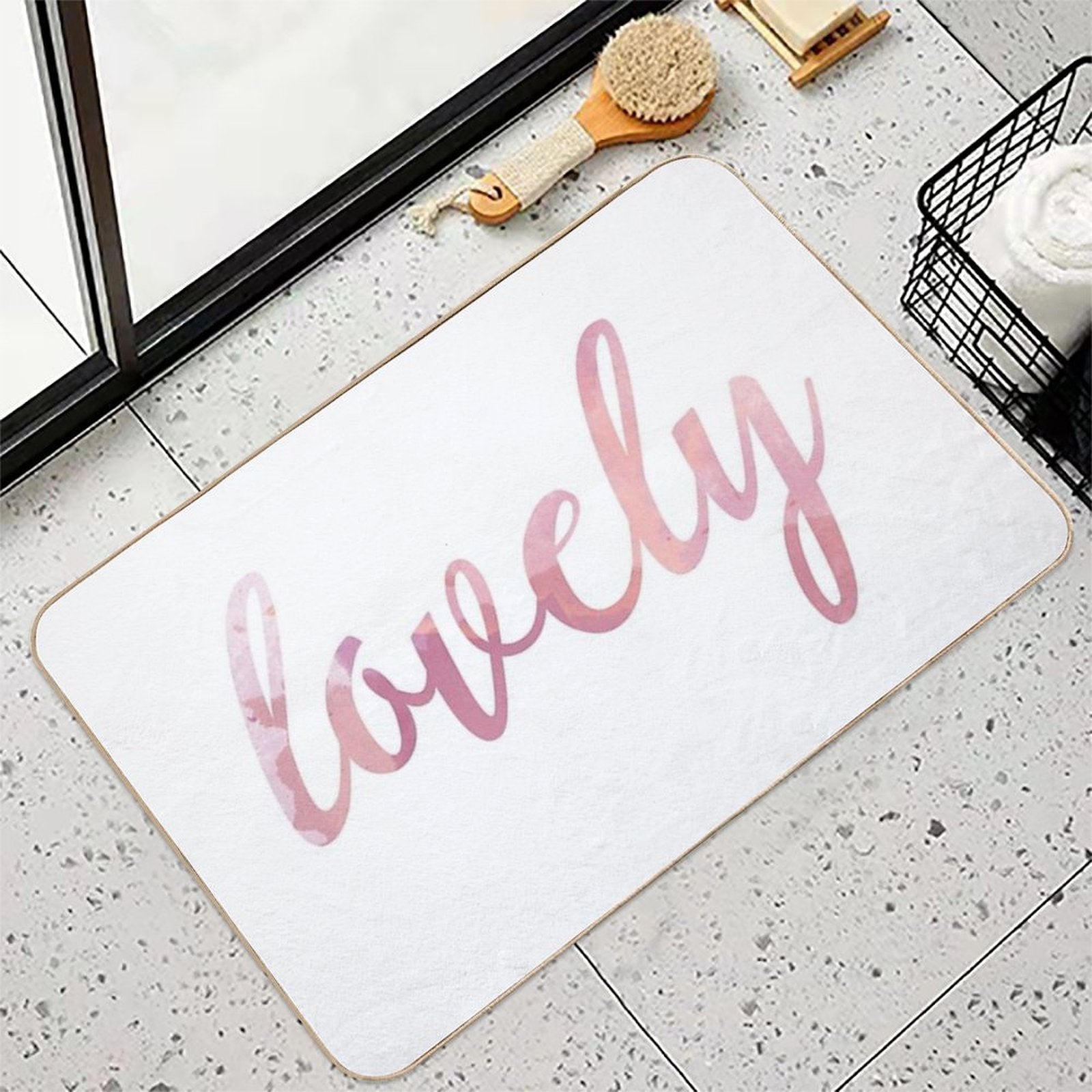 Lovely in Pink Watercolor  Eco-Friendly Bath Mat