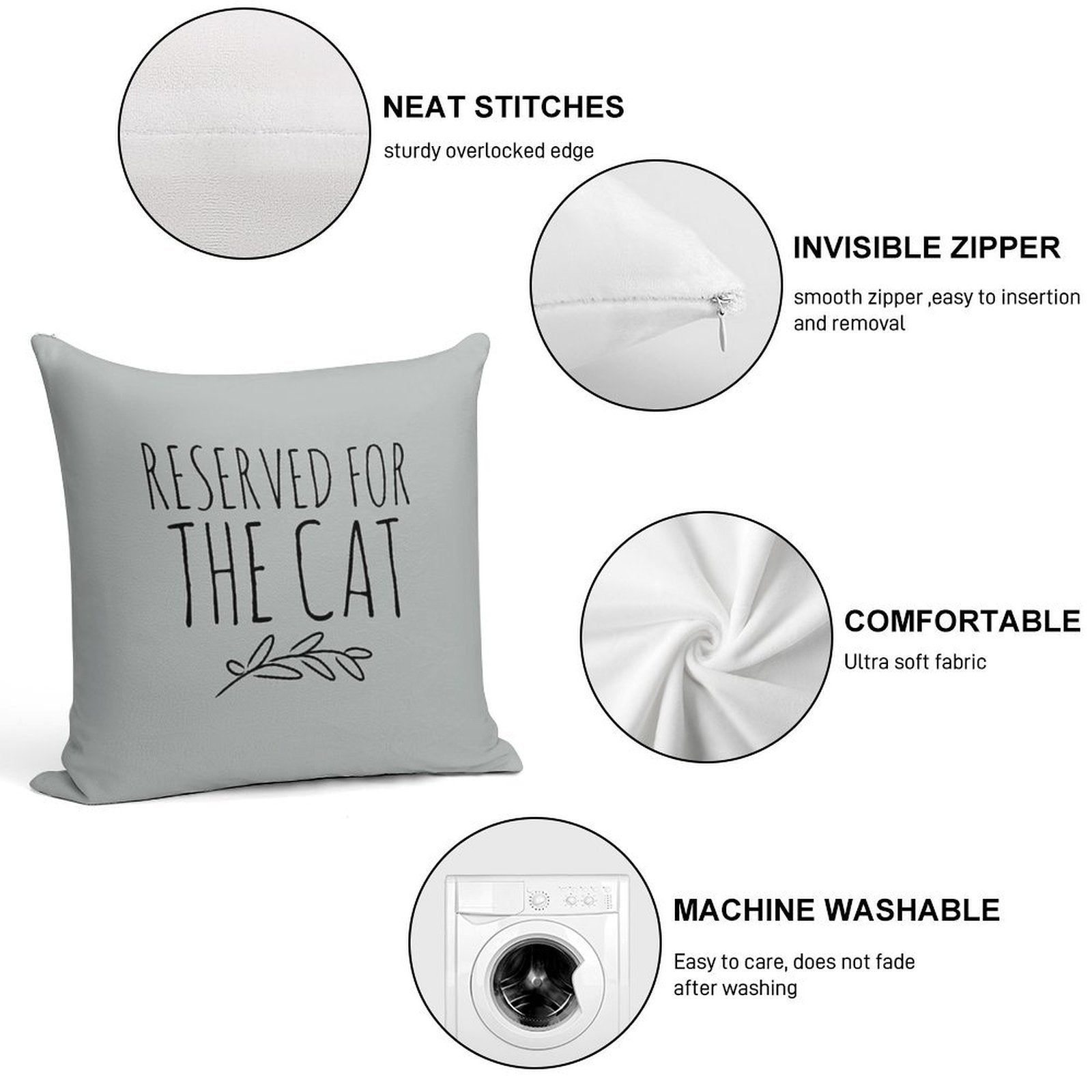 Reserved for The Cat Soft Ultra-Soft Texture Throw Pillow