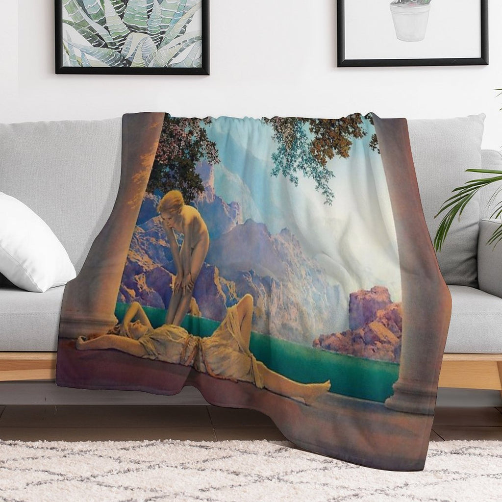 Maxfield Parrish. Daybreak. 1923 Travel-friendly Throw Blanket