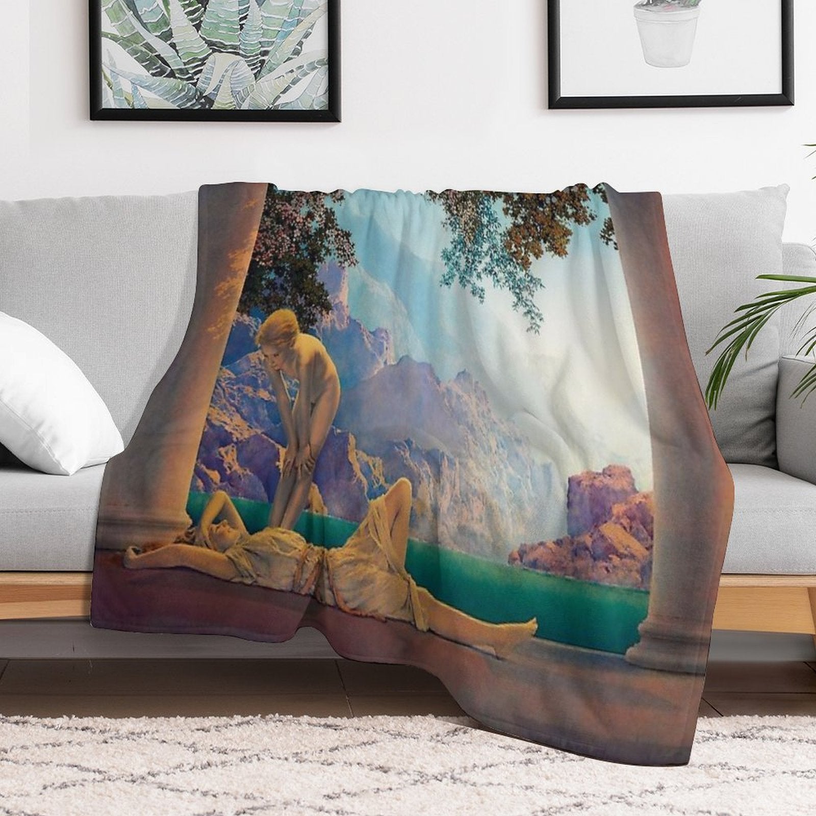 Maxfield Parrish. Daybreak. 1923 Travel-friendly Throw Blanket